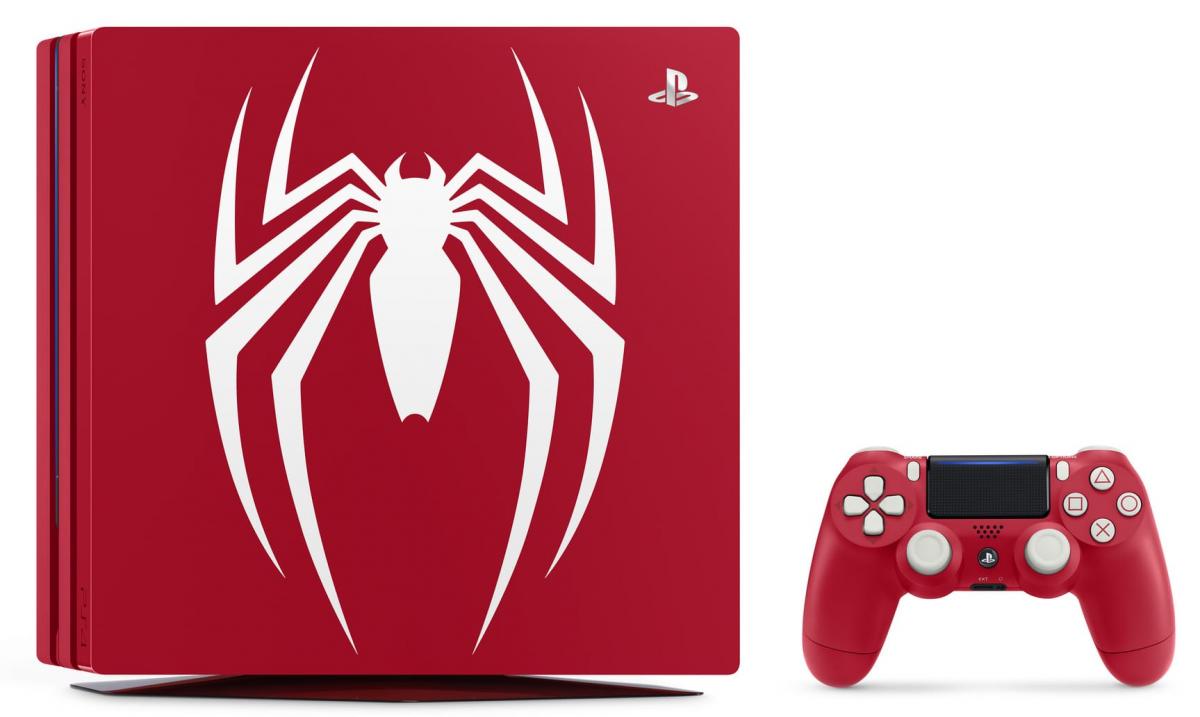 Игровая консоль целиком и полностью стилизованная под игру Marvel's Spider-Man